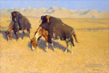 Indios simulando búfalos Pinturas al óleo